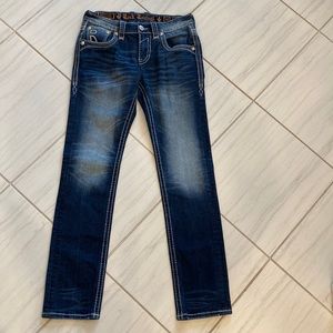 Men’s Rock Revival Baxter Slim Straight Jean Size 32x35